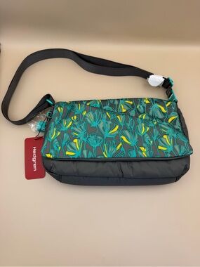 Hedgren Gray Floral Crossbody Messenger Bag NWT RFID Pouch